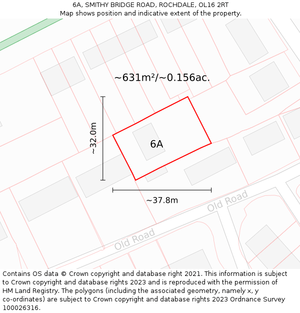 6A, SMITHY BRIDGE ROAD, ROCHDALE, OL16 2RT: Plot and title map