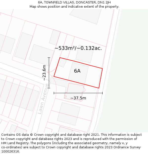 6A, TOWNFIELD VILLAS, DONCASTER, DN1 2JH: Plot and title map