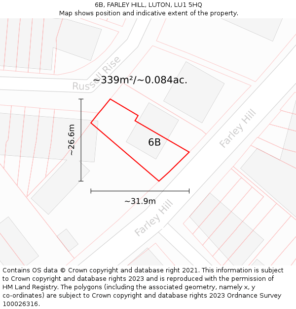 6B, FARLEY HILL, LUTON, LU1 5HQ: Plot and title map