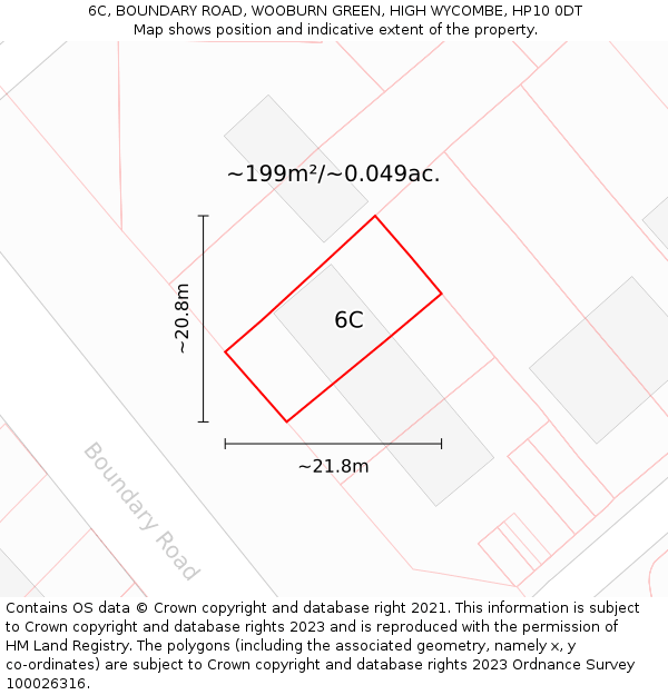 6C, BOUNDARY ROAD, WOOBURN GREEN, HIGH WYCOMBE, HP10 0DT: Plot and title map