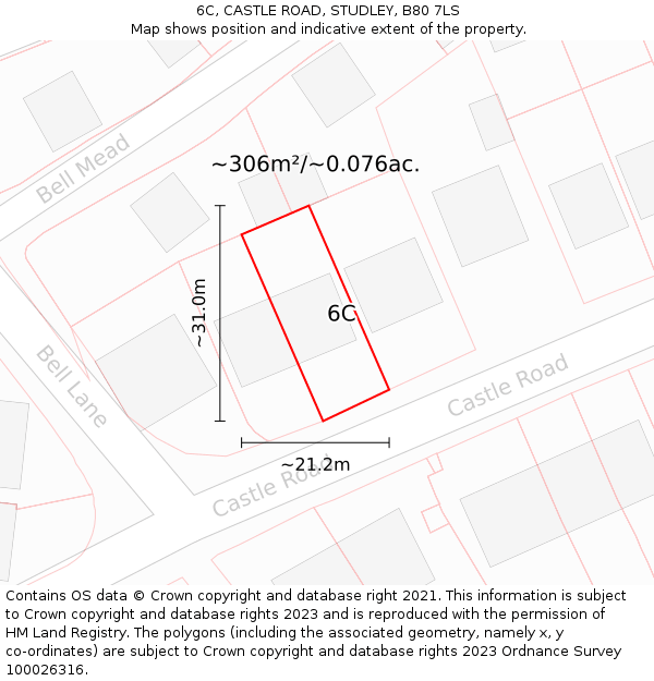 6C, CASTLE ROAD, STUDLEY, B80 7LS: Plot and title map