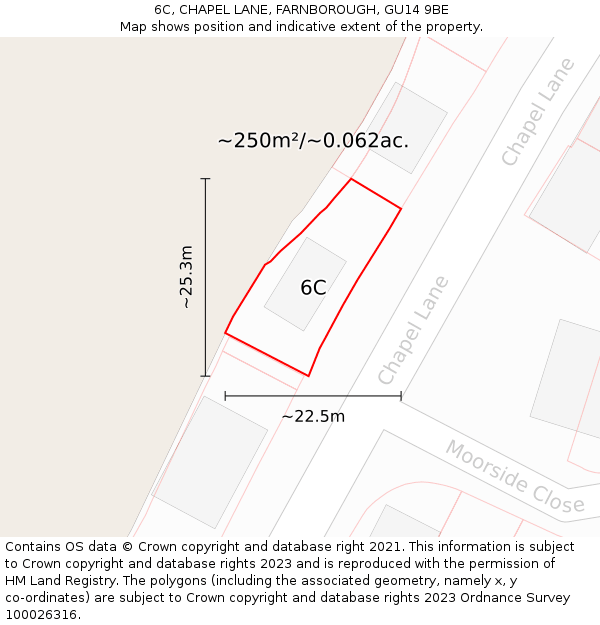 6C, CHAPEL LANE, FARNBOROUGH, GU14 9BE: Plot and title map