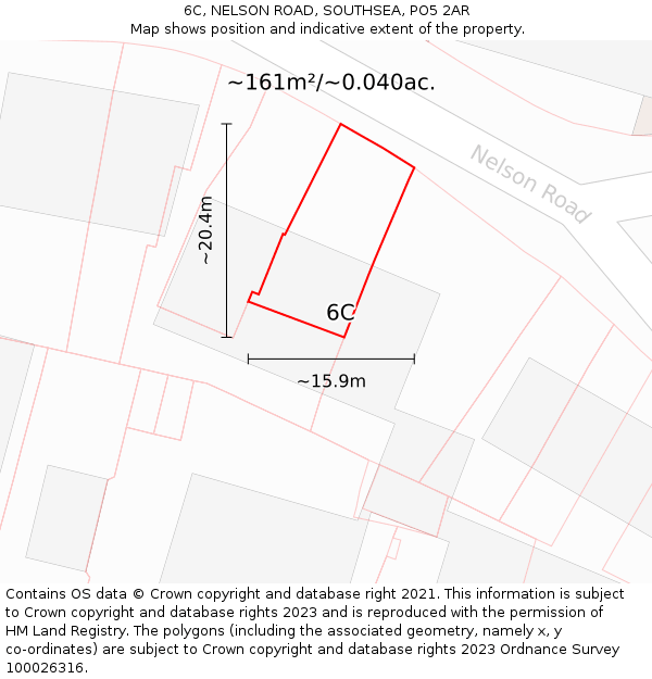 6C, NELSON ROAD, SOUTHSEA, PO5 2AR: Plot and title map