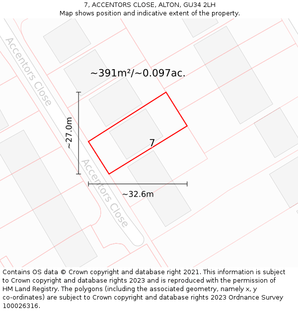 7, ACCENTORS CLOSE, ALTON, GU34 2LH: Plot and title map