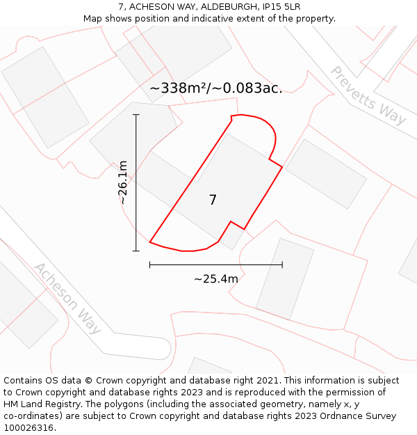 7, ACHESON WAY, ALDEBURGH, IP15 5LR: Plot and title map