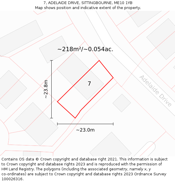 7, ADELAIDE DRIVE, SITTINGBOURNE, ME10 1YB: Plot and title map