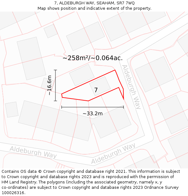 7, ALDEBURGH WAY, SEAHAM, SR7 7WQ: Plot and title map