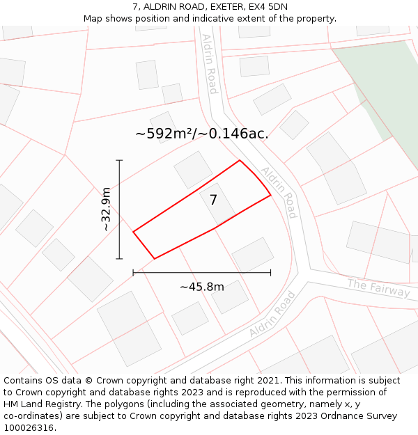 7, ALDRIN ROAD, EXETER, EX4 5DN: Plot and title map