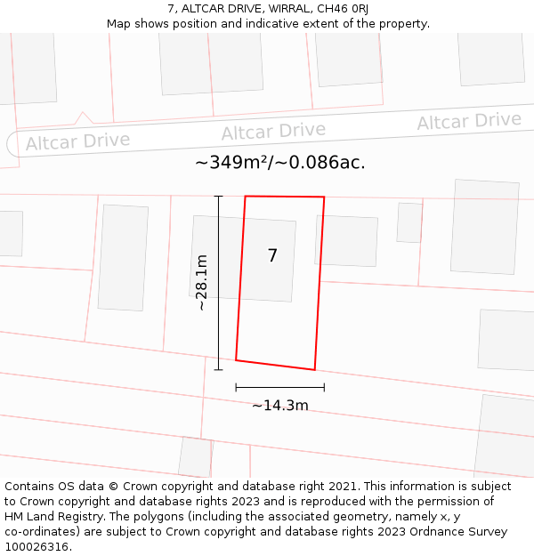 7, ALTCAR DRIVE, WIRRAL, CH46 0RJ: Plot and title map