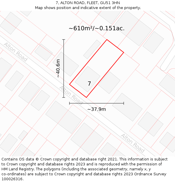 7, ALTON ROAD, FLEET, GU51 3HN: Plot and title map