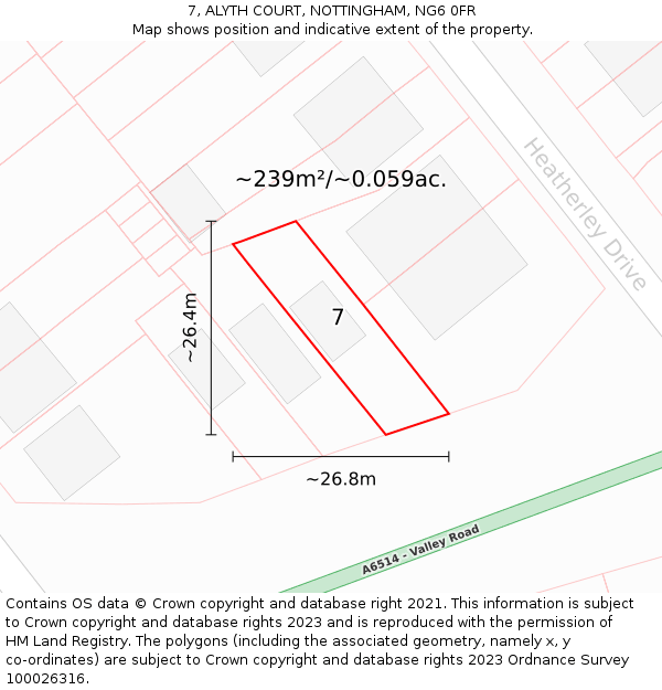 7, ALYTH COURT, NOTTINGHAM, NG6 0FR: Plot and title map