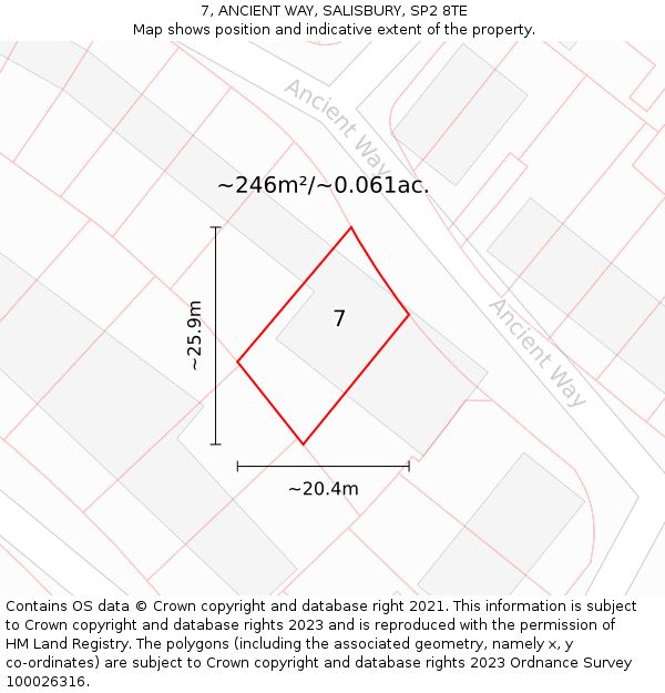 7, ANCIENT WAY, SALISBURY, SP2 8TE: Plot and title map