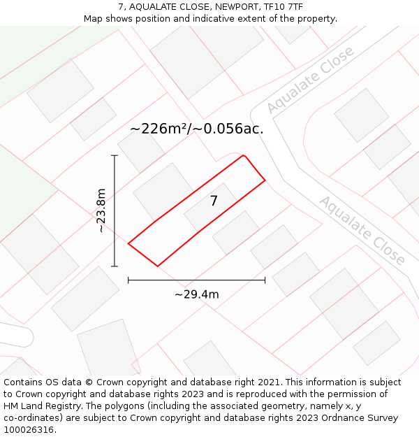 7, AQUALATE CLOSE, NEWPORT, TF10 7TF: Plot and title map