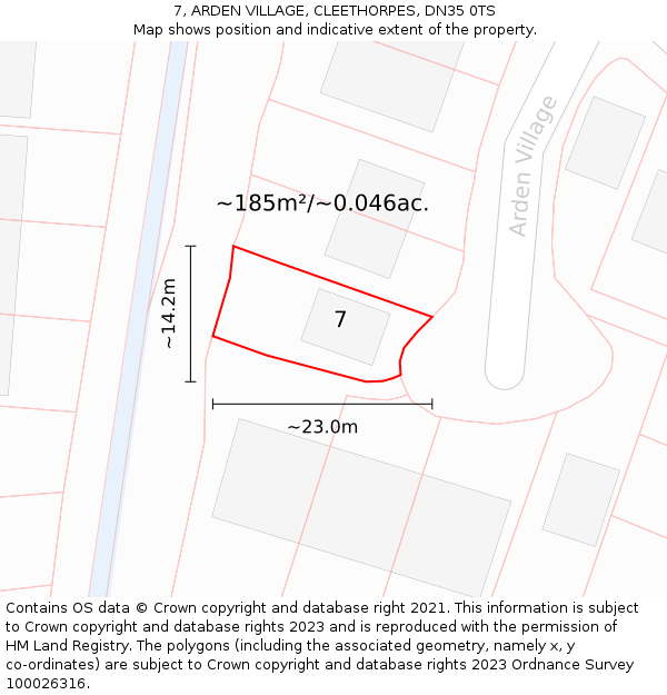 7, ARDEN VILLAGE, CLEETHORPES, DN35 0TS: Plot and title map