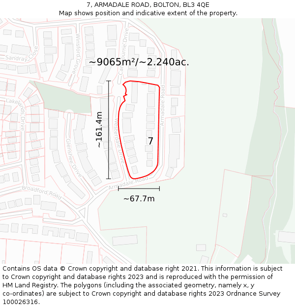 7, ARMADALE ROAD, BOLTON, BL3 4QE: Plot and title map