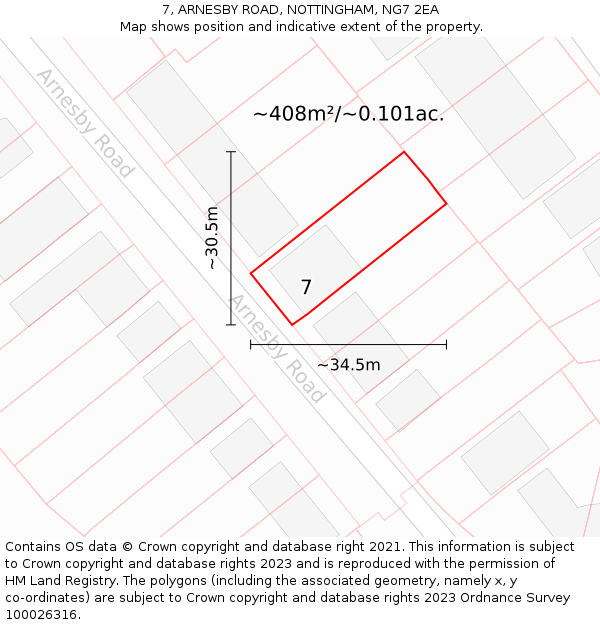 7, ARNESBY ROAD, NOTTINGHAM, NG7 2EA: Plot and title map