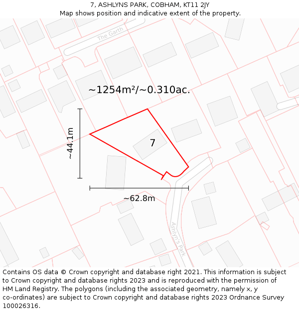 7, ASHLYNS PARK, COBHAM, KT11 2JY: Plot and title map