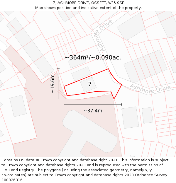 7, ASHMORE DRIVE, OSSETT, WF5 9SF: Plot and title map