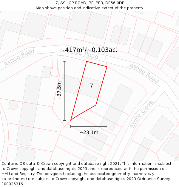 7, ASHOP ROAD, BELPER, DE56 0DP: Plot and title map