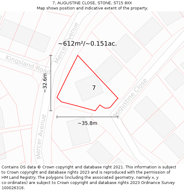 7, AUGUSTINE CLOSE, STONE, ST15 8XX: Plot and title map