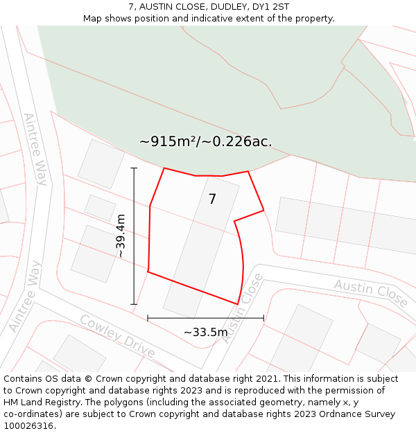 7, AUSTIN CLOSE, DUDLEY, DY1 2ST: Plot and title map