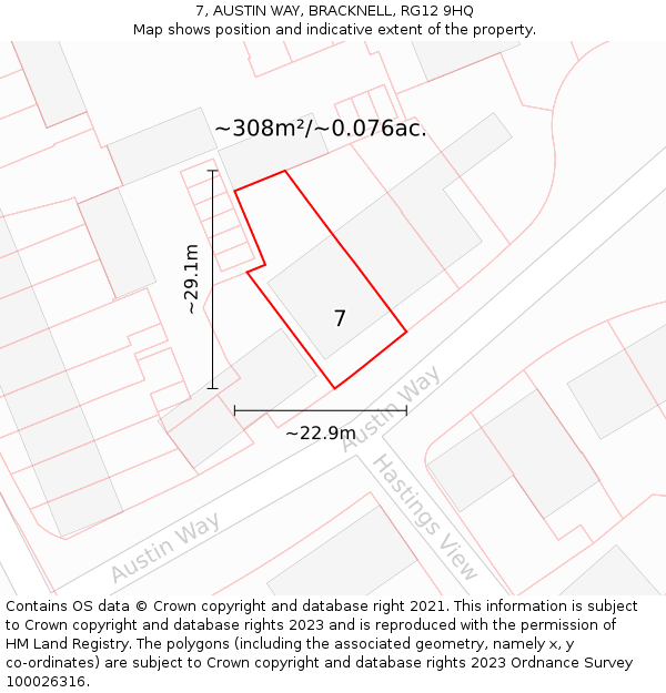 7, AUSTIN WAY, BRACKNELL, RG12 9HQ: Plot and title map