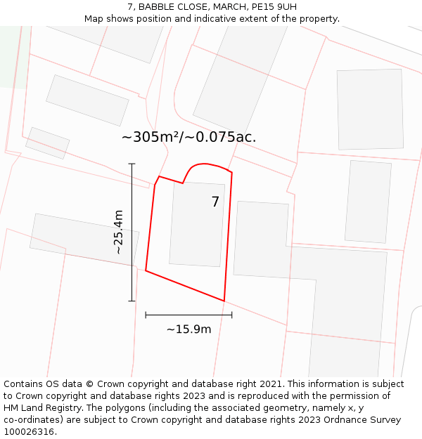 7, BABBLE CLOSE, MARCH, PE15 9UH: Plot and title map