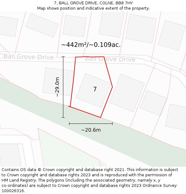 7, BALL GROVE DRIVE, COLNE, BB8 7HY: Plot and title map