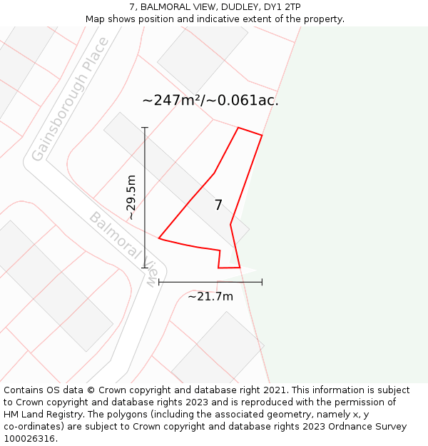 7, BALMORAL VIEW, DUDLEY, DY1 2TP: Plot and title map