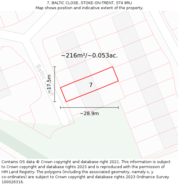 7, BALTIC CLOSE, STOKE-ON-TRENT, ST4 8RU: Plot and title map