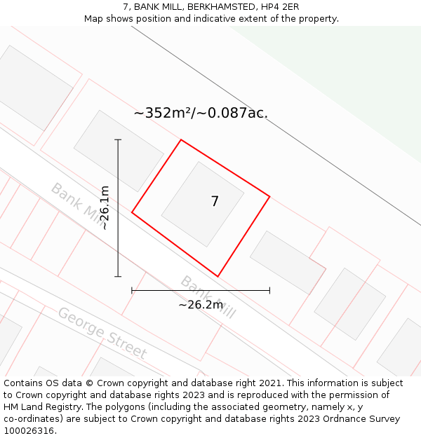 7, BANK MILL, BERKHAMSTED, HP4 2ER: Plot and title map