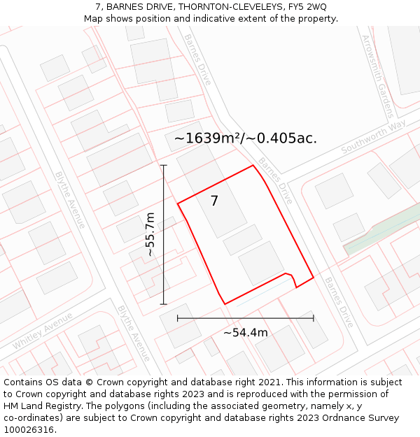 7, BARNES DRIVE, THORNTON-CLEVELEYS, FY5 2WQ: Plot and title map