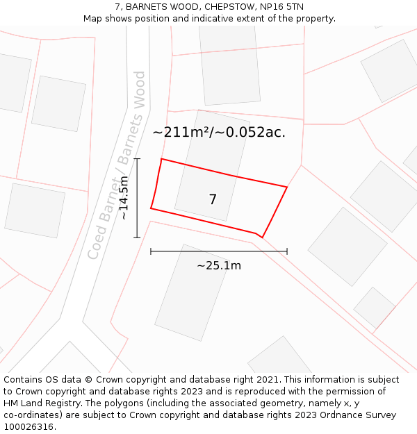 7, BARNETS WOOD, CHEPSTOW, NP16 5TN: Plot and title map