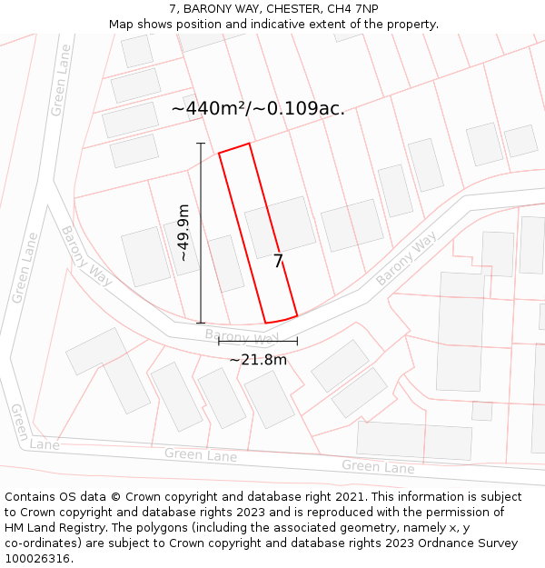7, BARONY WAY, CHESTER, CH4 7NP: Plot and title map