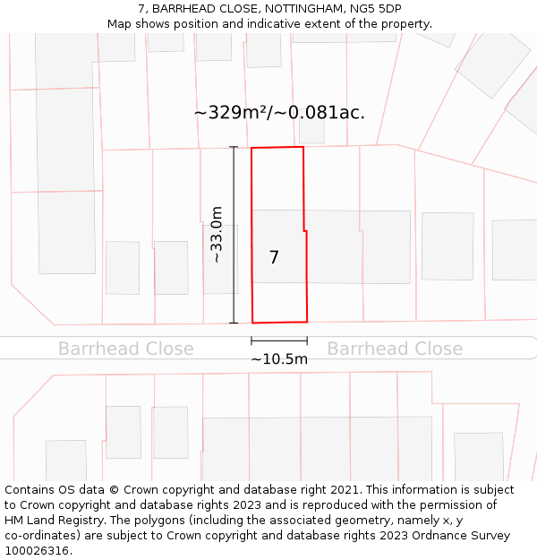 7, BARRHEAD CLOSE, NOTTINGHAM, NG5 5DP: Plot and title map