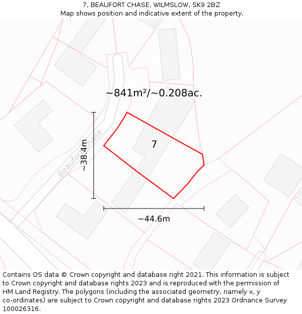 7, BEAUFORT CHASE, WILMSLOW, SK9 2BZ: Plot and title map