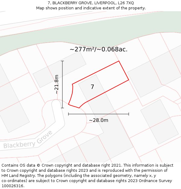 7, BLACKBERRY GROVE, LIVERPOOL, L26 7XQ: Plot and title map