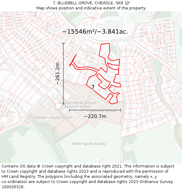 7, BLUEBELL GROVE, CHEADLE, SK8 1JY: Plot and title map