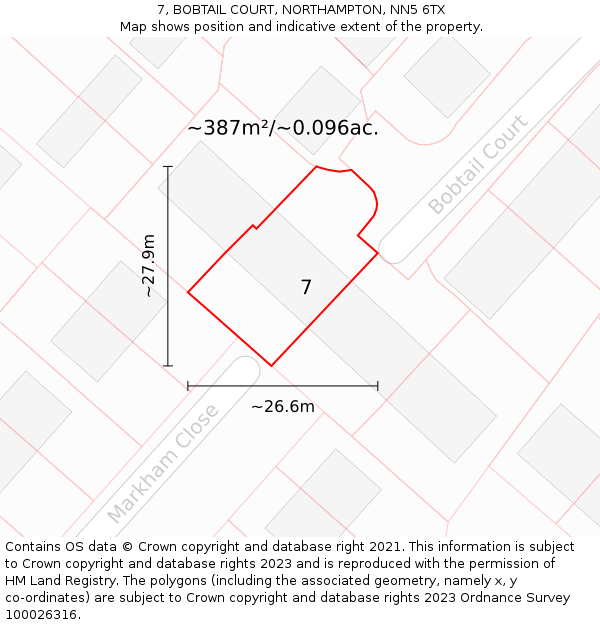 7, BOBTAIL COURT, NORTHAMPTON, NN5 6TX: Plot and title map