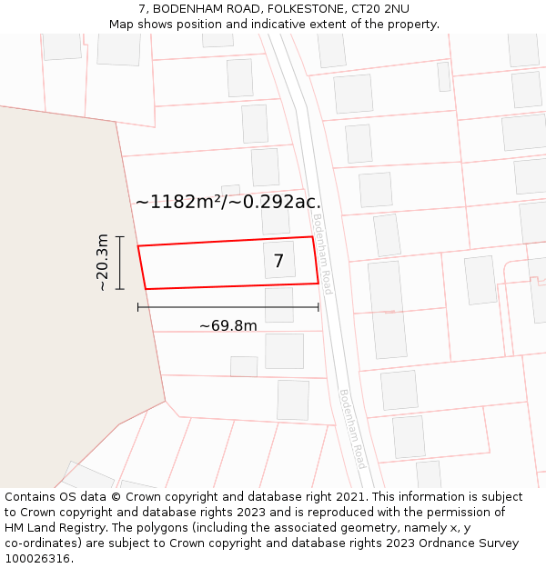7, BODENHAM ROAD, FOLKESTONE, CT20 2NU: Plot and title map