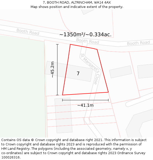7, BOOTH ROAD, ALTRINCHAM, WA14 4AX: Plot and title map