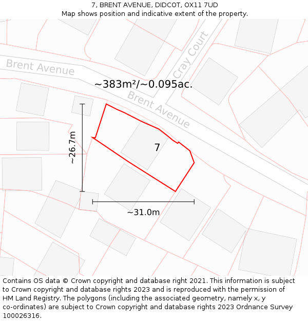 7, BRENT AVENUE, DIDCOT, OX11 7UD: Plot and title map