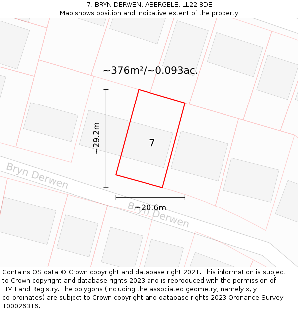 7, BRYN DERWEN, ABERGELE, LL22 8DE: Plot and title map