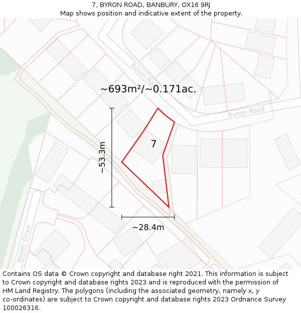 7, BYRON ROAD, BANBURY, OX16 9RJ: Plot and title map