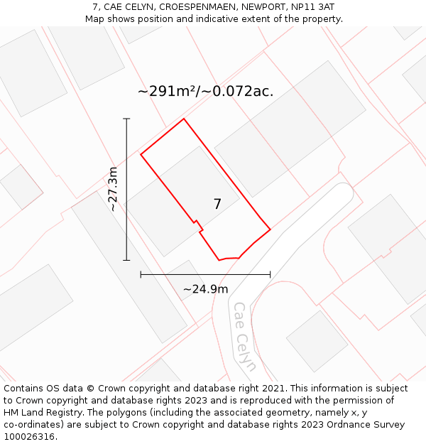 7, CAE CELYN, CROESPENMAEN, NEWPORT, NP11 3AT: Plot and title map