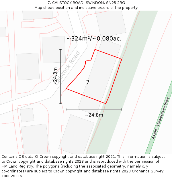 7, CALSTOCK ROAD, SWINDON, SN25 2BG: Plot and title map