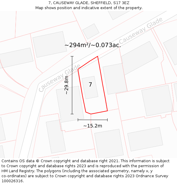 7, CAUSEWAY GLADE, SHEFFIELD, S17 3EZ: Plot and title map