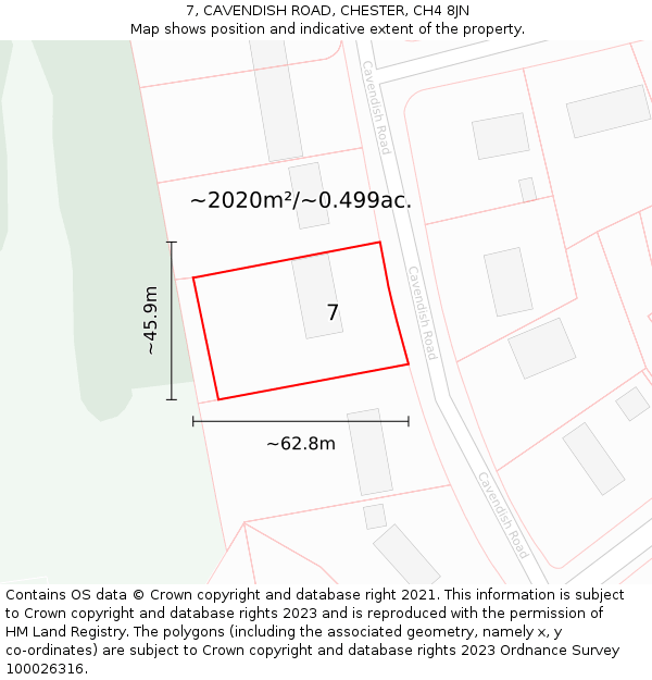 7, CAVENDISH ROAD, CHESTER, CH4 8JN: Plot and title map