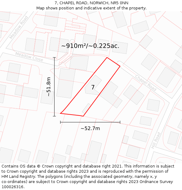 7, CHAPEL ROAD, NORWICH, NR5 0NN: Plot and title map