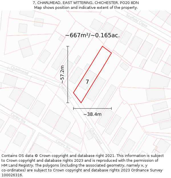 7, CHARLMEAD, EAST WITTERING, CHICHESTER, PO20 8DN: Plot and title map